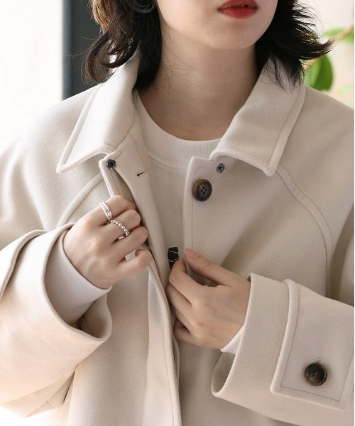 cepo(セポ)の「カットメルトン ショートジャケット(ステンカラーコート・レディース・ブラウン/グレー/オフホワイト・M)」の12枚目の写真