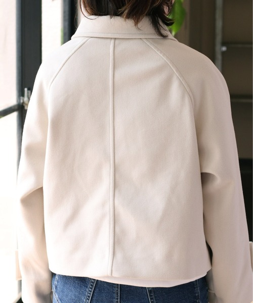 cepo(セポ)の「カットメルトン ショートジャケット(ステンカラーコート・レディース・ブラウン/グレー/オフホワイト・M)」の11枚目の写真