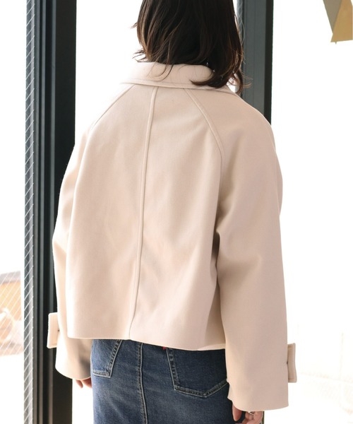 cepo(セポ)の「カットメルトン ショートジャケット(ステンカラーコート・レディース・ブラウン/グレー/オフホワイト・M)」の5枚目の写真