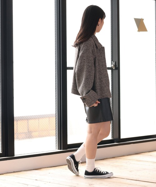 cepo(セポ)の「カットメルトン ショートジャケット(ステンカラーコート・レディース・ブラウン/グレー/オフホワイト・M)」の20枚目の写真