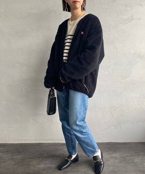 DANTON（ダントン）の「[DANTON/ダントン] ハイパイルボアフリース ノーカラージップカーディガン（その他アウター・レディース・チャコールグレー/ブラック/オフホワイト・44/40/42）」の18枚目の写真