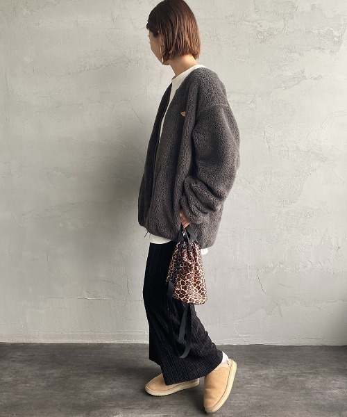 DANTON（ダントン）の「[DANTON/ダントン] ハイパイルボアフリース ノーカラージップカーディガン（その他アウター・レディース・チャコールグレー/ブラック/オフホワイト・44/40/42）」の7枚目の写真