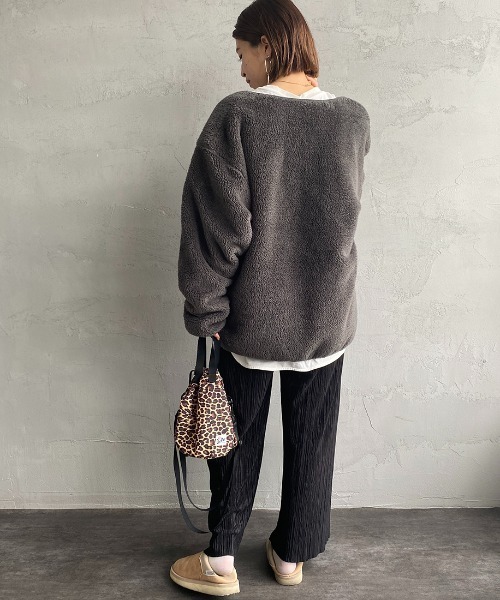 DANTON（ダントン）の「[DANTON/ダントン] ハイパイルボアフリース ノーカラージップカーディガン（その他アウター・レディース・チャコールグレー/ブラック/オフホワイト・44/40/42）」の8枚目の写真