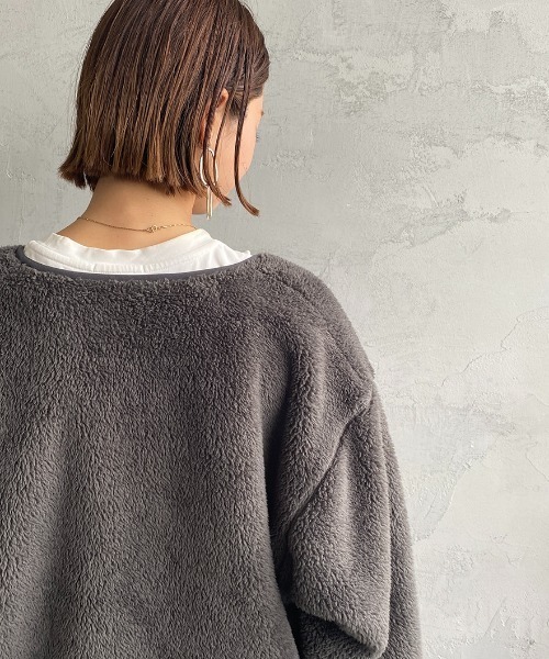 DANTON（ダントン）の「[DANTON/ダントン] ハイパイルボアフリース ノーカラージップカーディガン（その他アウター・レディース・チャコールグレー/ブラック/オフホワイト・44/40/42）」の11枚目の写真