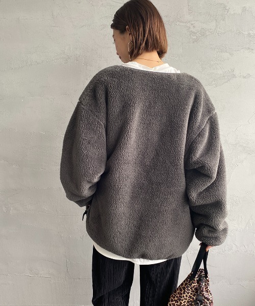 DANTON（ダントン）の「[DANTON/ダントン] ハイパイルボアフリース ノーカラージップカーディガン（その他アウター・レディース・チャコールグレー/ブラック/オフホワイト・44/40/42）」の5枚目の写真