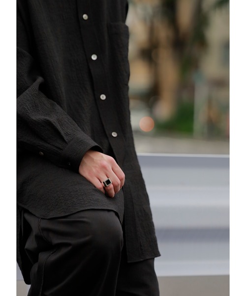 Ayler(アイラー)の「【Ayler】square top ring スクエアトップリング Ay-026(リング・メンズ・シルバー×ブラック・17号/15号)」の3枚目の写真