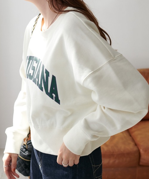 DISCOAT（ディスコート）の「カレッジショート丈スウエット（スウェット・レディース・ネイビー/オフホワイト/ライトベージュ・FREE）」の10枚目の写真