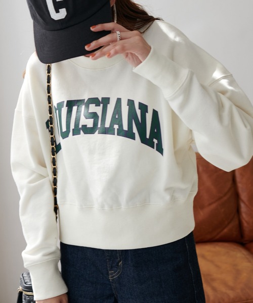 DISCOAT（ディスコート）の「カレッジショート丈スウエット（スウェット・レディース・ネイビー/オフホワイト/ライトベージュ・FREE）」の9枚目の写真