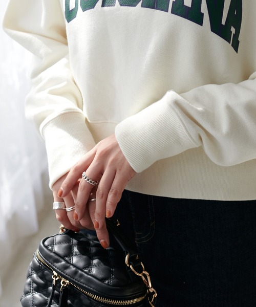 DISCOAT（ディスコート）の「カレッジショート丈スウエット（スウェット・レディース・ネイビー/オフホワイト/ライトベージュ・FREE）」の13枚目の写真