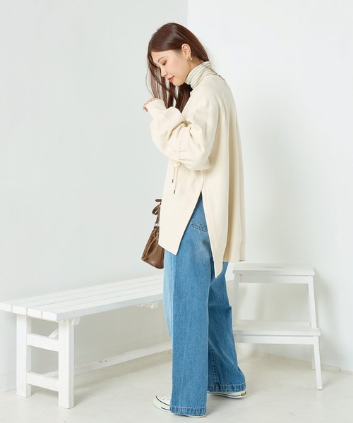 OMNES（オムネス）の「裏毛スウェット袖リボンプルオーバー（Tシャツ/カットソー・レディース・アイボリー/ブラック/ライトグレー・FREE）」の5枚目の写真