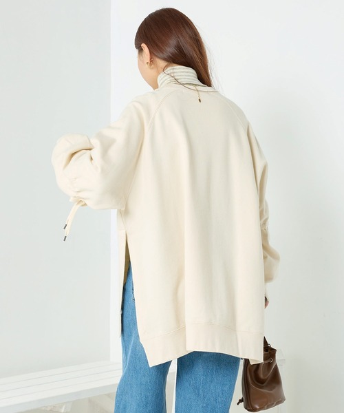 OMNES（オムネス）の「裏毛スウェット袖リボンプルオーバー（Tシャツ/カットソー・レディース・アイボリー/ブラック/ライトグレー・FREE）」の6枚目の写真