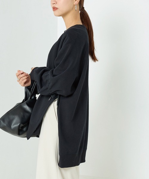 OMNES（オムネス）の「裏毛スウェット袖リボンプルオーバー（Tシャツ/カットソー・レディース・アイボリー/ブラック/ライトグレー・FREE）」の10枚目の写真