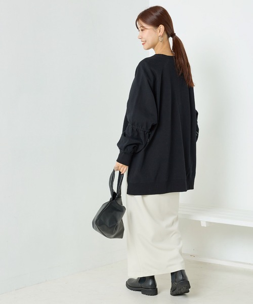 OMNES（オムネス）の「裏毛スウェット袖リボンプルオーバー（Tシャツ/カットソー・レディース・アイボリー/ブラック/ライトグレー・FREE）」の11枚目の写真