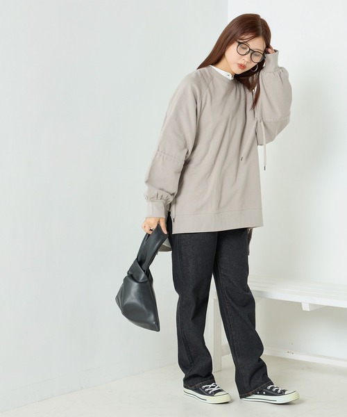 OMNES（オムネス）の「裏毛スウェット袖リボンプルオーバー（Tシャツ/カットソー・レディース・アイボリー/ブラック/ライトグレー・FREE）」の17枚目の写真