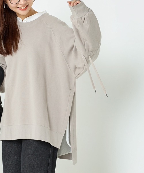 OMNES（オムネス）の「裏毛スウェット袖リボンプルオーバー（Tシャツ/カットソー・レディース・アイボリー/ブラック/ライトグレー・FREE）」の18枚目の写真
