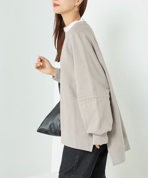 OMNES（オムネス）の「裏毛スウェット袖リボンプルオーバー（Tシャツ/カットソー・レディース・アイボリー/ブラック/ライトグレー・FREE）」の15枚目の写真