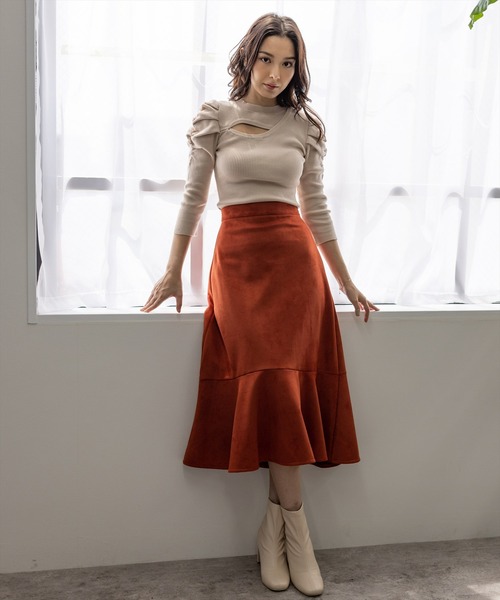 clear（クリア）の「フェイクスエードマーメイドスカート（スカート・レディース・ブラック/ブルー/グリーン/マスタード/テラコッタ/イエロー系その他・F）」の8枚目の写真