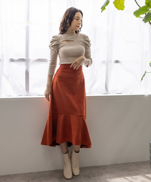 clear（クリア）の「フェイクスエードマーメイドスカート（スカート・レディース・ブラック/ブルー/グリーン/マスタード/テラコッタ/イエロー系その他・F）」の10枚目の写真