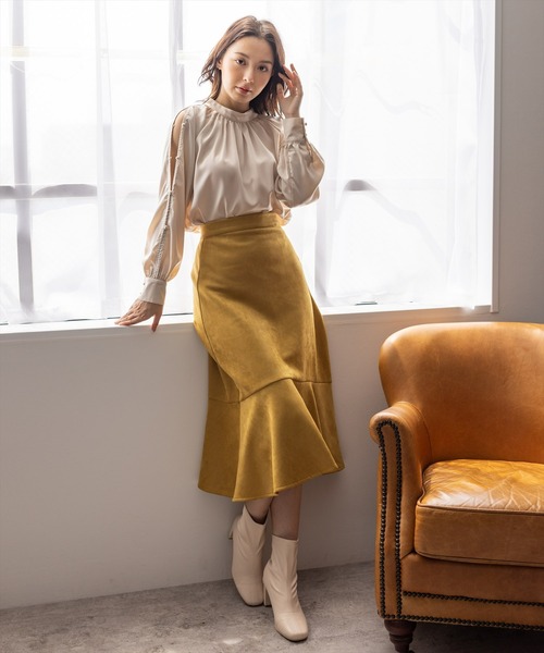 clear（クリア）の「フェイクスエードマーメイドスカート（スカート・レディース・ブラック/ブルー/グリーン/マスタード/テラコッタ/イエロー系その他・F）」の14枚目の写真