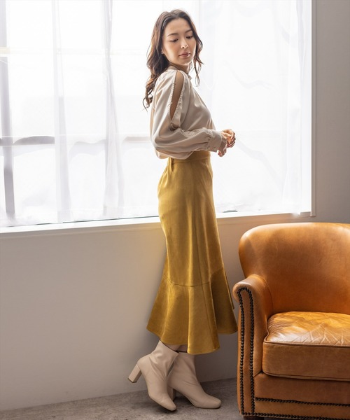 clear（クリア）の「フェイクスエードマーメイドスカート（スカート・レディース・ブラック/ブルー/グリーン/マスタード/テラコッタ/イエロー系その他・F）」の17枚目の写真