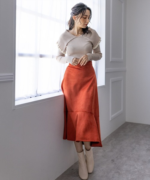 clear（クリア）の「フェイクスエードマーメイドスカート（スカート・レディース・ブラック/ブルー/グリーン/マスタード/テラコッタ/イエロー系その他・F）」の12枚目の写真