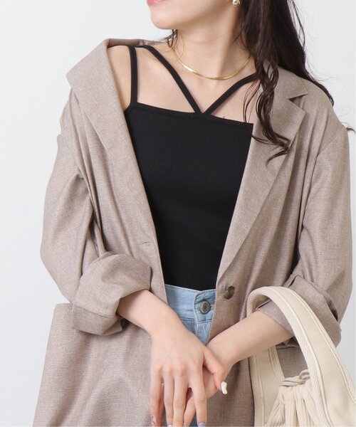 RAY CASSIN(レイカズン)の「前後2wayリブキャミ(キャミソール・レディース・ブラック/ブラウン/オフホワイト/ベージュ・FREE)」の7枚目の写真