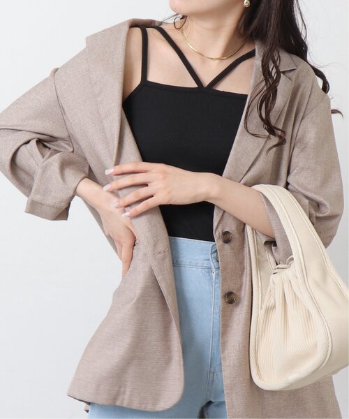 RAY CASSIN(レイカズン)の「前後2wayリブキャミ(キャミソール・レディース・ブラック/ブラウン/オフホワイト/ベージュ・FREE)」の11枚目の写真