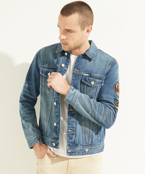 Guess（ゲス）の「Dillon Embroidered Flags Denim Jacket デニムジャケット  （デニムジャケット・メンズ・インディゴブルー・MEDIUM/LARGE/X-LARGE/SMALL）」の4枚目の写真