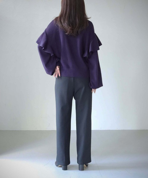 cheriella(シェリエラ)の「【cheriella】WEB限定ドロップショルダーフリルタートルネックニット(ニット/セーター・レディース・グリーン/ホワイト/パープル/ブラック・M)」の13枚目の写真