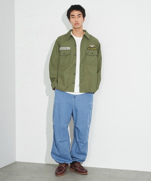 Alpha Industries（アルファインダストリーズ）の「パッチドミリタリーシャツジャケット（シャツ/ブラウス・メンズ・ブラック/グリーン・MEDIUM/LARGE/X-LARGE）」の21枚目の写真