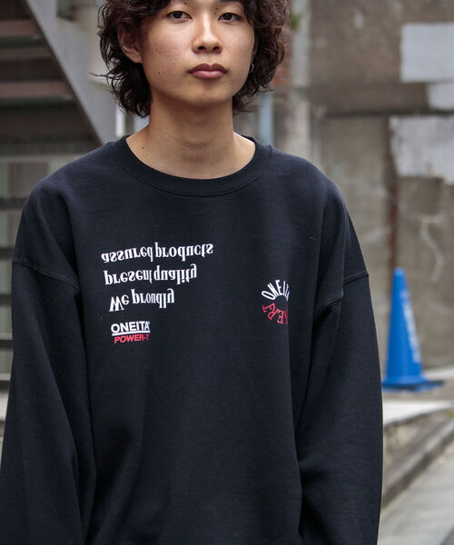 GLOSTER(グロスター)の「【ONEITA×GLOSTER】ワイド&ショート クルーネック ロゴスウェット 裏起毛(スウェット・メンズ・グレー/オフホワイト/ブラック・M/L)」の1枚目の写真