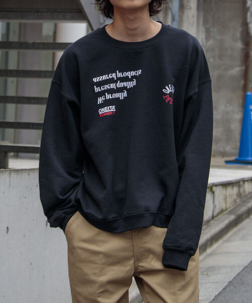 GLOSTER(グロスター)の「【ONEITA×GLOSTER】ワイド&ショート クルーネック ロゴスウェット 裏起毛(スウェット・メンズ・グレー/オフホワイト/ブラック・M/L)」の10枚目の写真