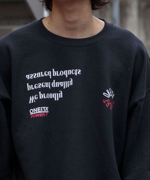 GLOSTER(グロスター)の「【ONEITA×GLOSTER】ワイド&ショート クルーネック ロゴスウェット 裏起毛(スウェット・メンズ・グレー/オフホワイト/ブラック・M/L)」の13枚目の写真