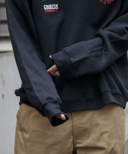 GLOSTER(グロスター)の「【ONEITA×GLOSTER】ワイド&ショート クルーネック ロゴスウェット 裏起毛(スウェット・メンズ・グレー/オフホワイト/ブラック・M/L)」の14枚目の写真