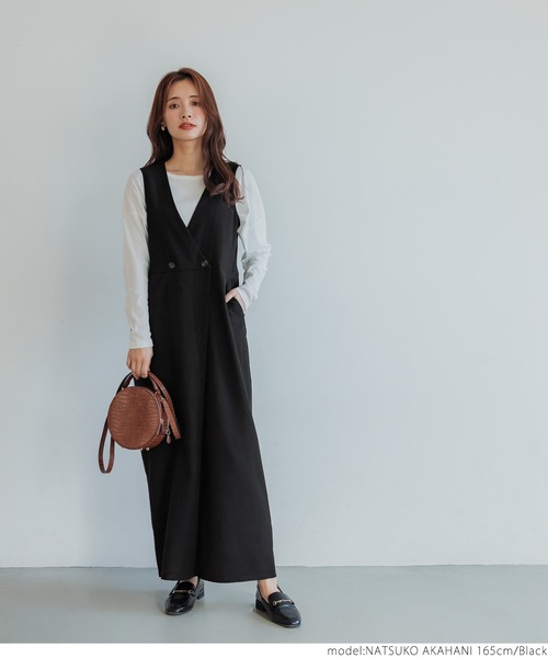 coca(coca)(コカ)の「ウールタッチカルゼオールインワン(つなぎ/オールインワン・レディース・ブラック・ONE SIZE)」の2枚目の写真