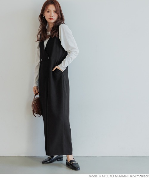 coca(coca)(コカ)の「ウールタッチカルゼオールインワン(つなぎ/オールインワン・レディース・ブラック・ONE SIZE)」の3枚目の写真