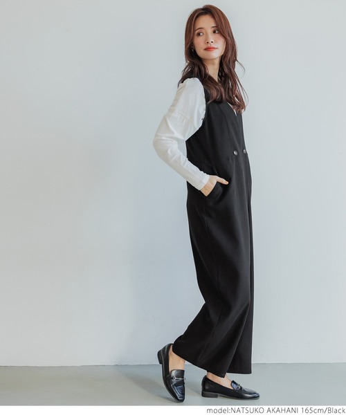 coca(coca)(コカ)の「ウールタッチカルゼオールインワン(つなぎ/オールインワン・レディース・ブラック・ONE SIZE)」の4枚目の写真
