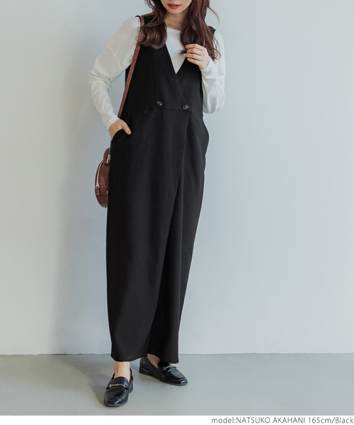 coca(coca)(コカ)の「ウールタッチカルゼオールインワン(つなぎ/オールインワン・レディース・ブラック・ONE SIZE)」の5枚目の写真