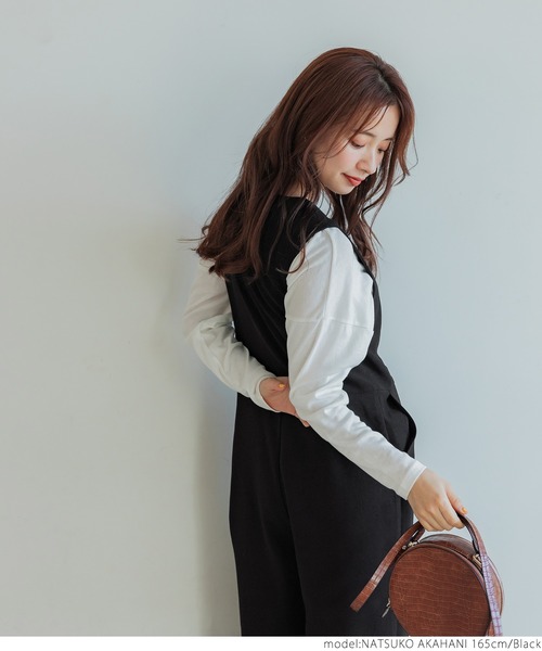 coca(coca)(コカ)の「ウールタッチカルゼオールインワン(つなぎ/オールインワン・レディース・ブラック・ONE SIZE)」の6枚目の写真