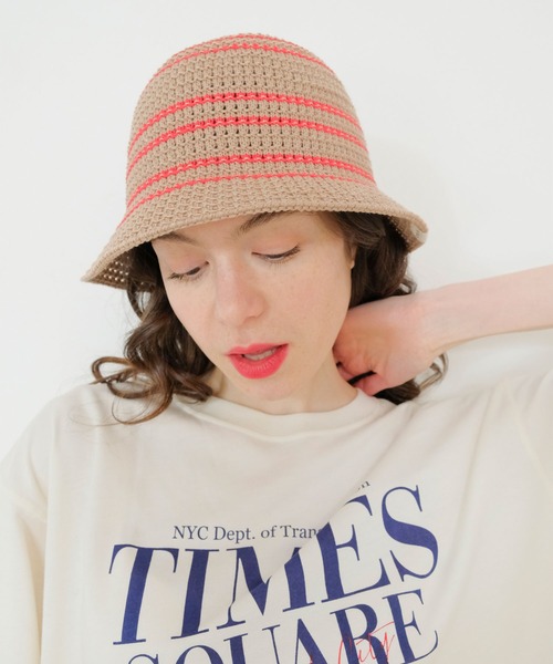 FRUIT OF THE LOOM(フルーツオブザルーム)の「【FRUIT OF THE LOOM】LINE KNIT BUCKET HAT/バケットハット(ハット・メンズ・アイボリー/ブラウン/ブラック/ベージュ/グレー・FREE)」の5枚目の写真
