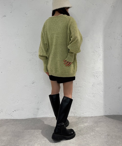 apres jour mignon(アプレジュールミニョン)の「Vネックチュニックニット【ZOZOTOWN限定アイテム】(ニット/セーター・レディース・ベージュ/ピンク系その他/グリーン・X-LARGE/フリー)」の16枚目の写真