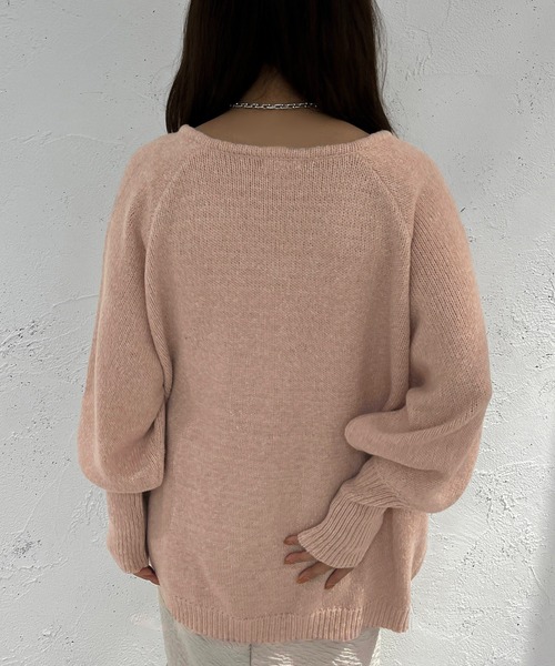 apres jour mignon(アプレジュールミニョン)の「Vネックチュニックニット【ZOZOTOWN限定アイテム】(ニット/セーター・レディース・ベージュ/ピンク系その他/グリーン・X-LARGE/フリー)」の20枚目の写真