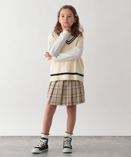 GLOBAL WORK（グローバルワーク）の「ニットベストセットプルオーバー/162617（ニット/セーター・キッズ・ライトグリーン/ベージュ系その他/ベージュ系その他2/オフホワイト/スカイブルー・150cm/110cm/120cm/140cm/130cm/100cm/160cm）」の6枚目の写真