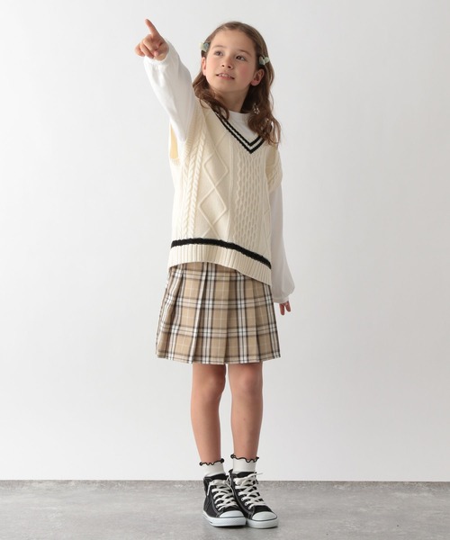 GLOBAL WORK（グローバルワーク）の「ニットベストセットプルオーバー/162617（ニット/セーター・キッズ・ライトグリーン/ベージュ系その他/ベージュ系その他2/オフホワイト/スカイブルー・150cm/110cm/120cm/140cm/130cm/100cm/160cm）」の7枚目の写真