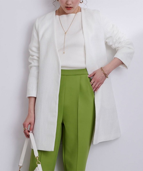 ツイードＶネックノーカラージャケット