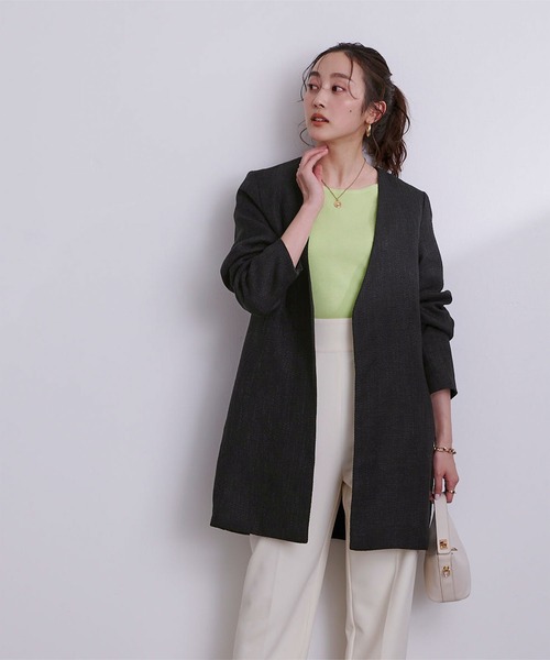 ツイードＶネックノーカラージャケット