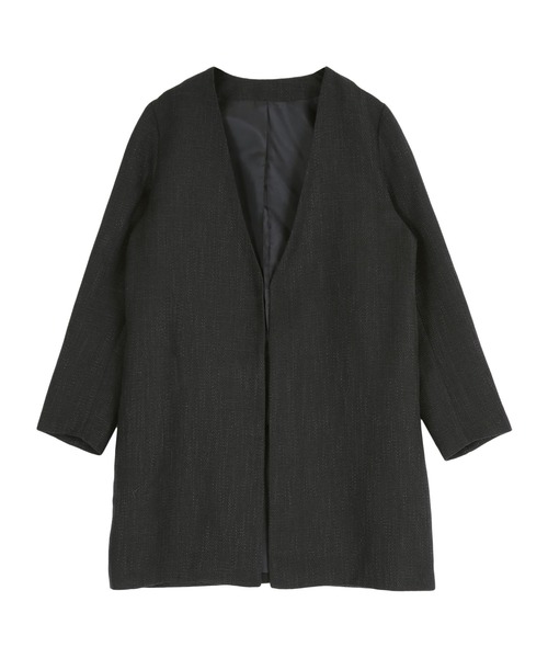ツイードＶネックノーカラージャケット