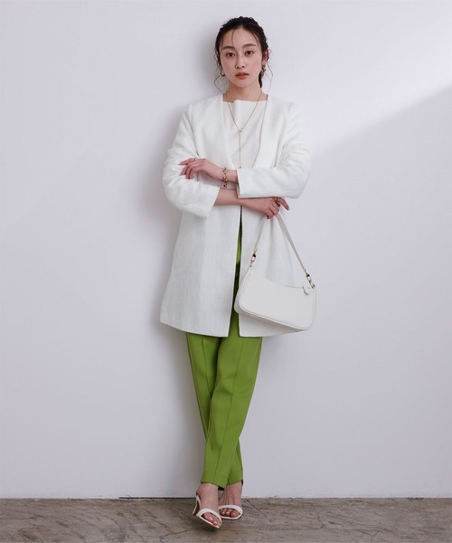 ツイードＶネックノーカラージャケット