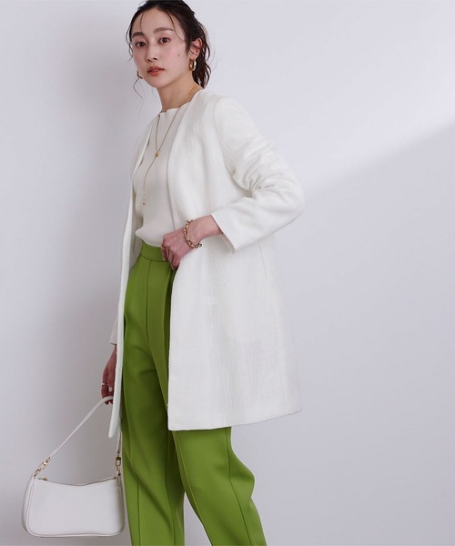 ツイードＶネックノーカラージャケット