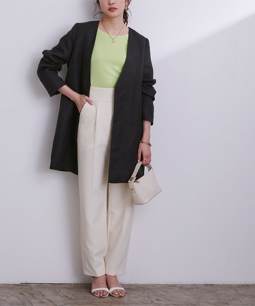 ツイードＶネックノーカラージャケット